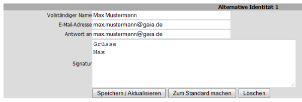Webmail Alias als Standard