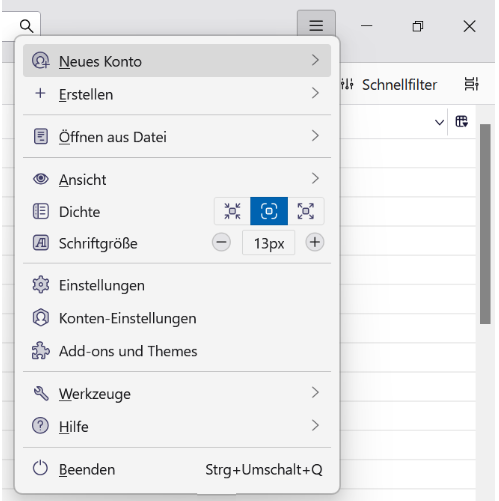 Thunderbird Konto anlegen