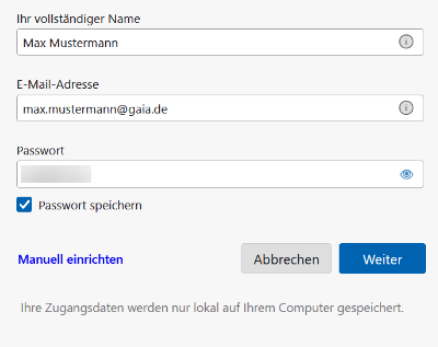 Thunderbird Konto anlegen