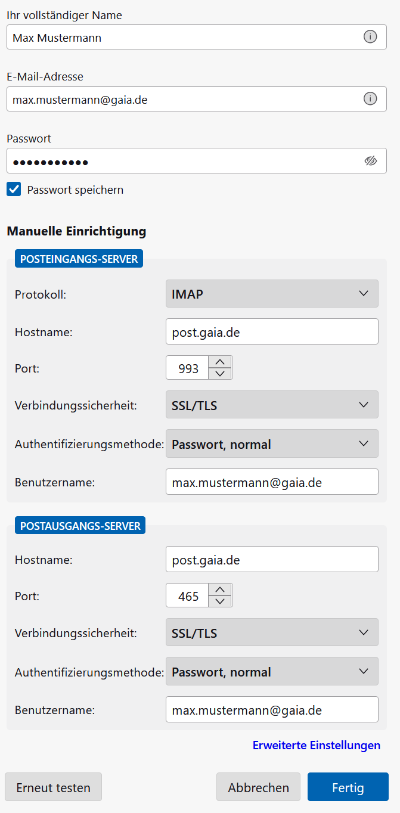 Thunderbird Konto anlegen