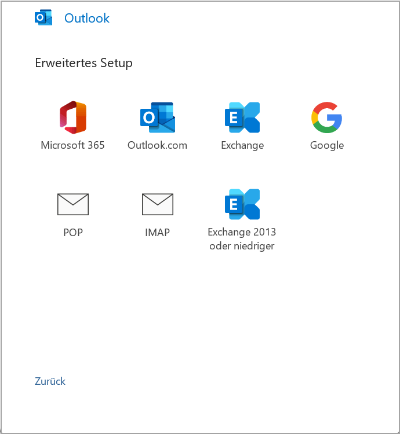 Outlook Auswahl IMAP oder POP3