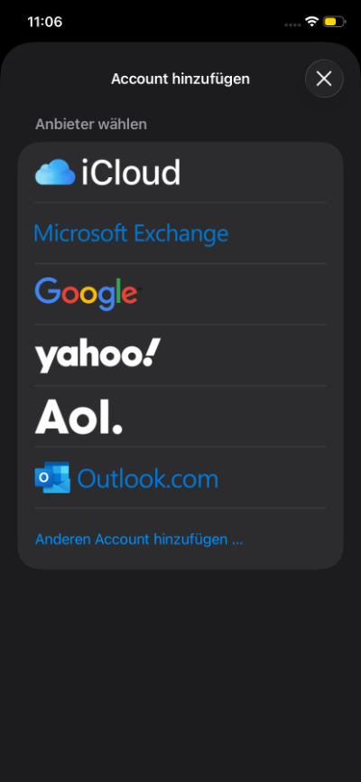 IOS Account hinzufügen